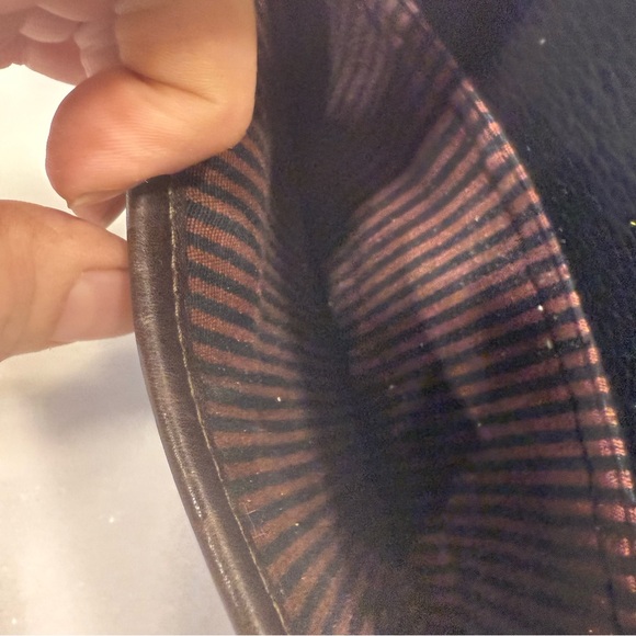 BRIGHTON Womens Black & Brown LEATHER SHOULDER BAG W/card Holder Croc Embossed - Picture 7 of 16